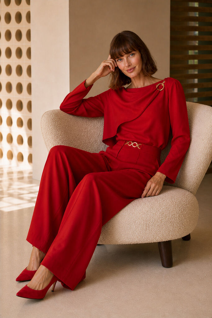 BLOUSE AND TROUSERS Unique ROJO