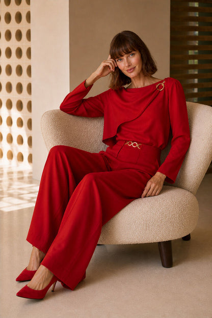BLOUSE AND TROUSERS Unique ROJO