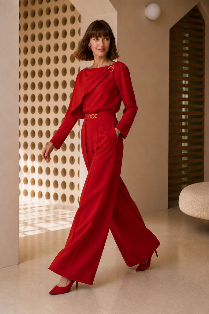 BLOUSE AND TROUSERS Unique ROJO