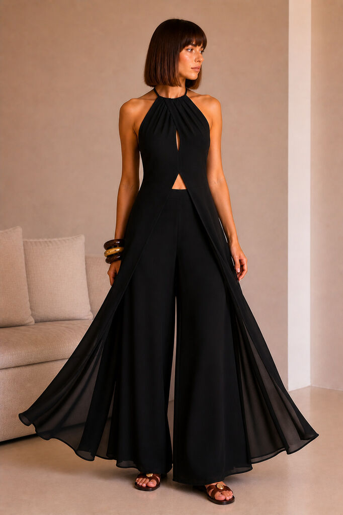 LONG SHIRTWAIST DRESS Unique NEGRO