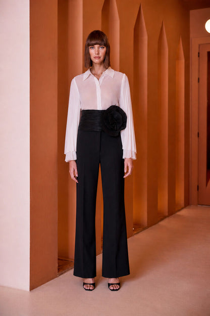 PLEATED SLEEVE SHIRT Unique BLANCO
