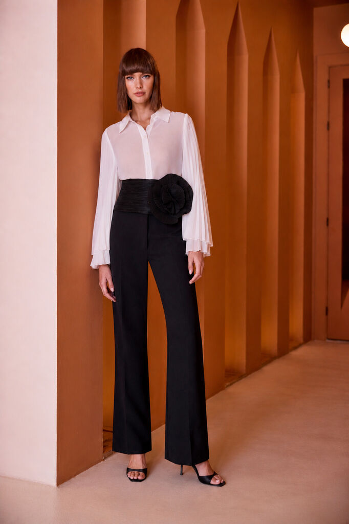 PLEATED SLEEVE SHIRT Unique BLANCO