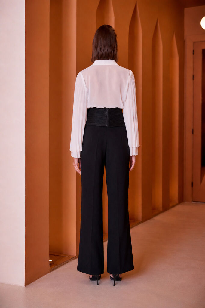 PLEATED SLEEVE SHIRT Unique BLANCO