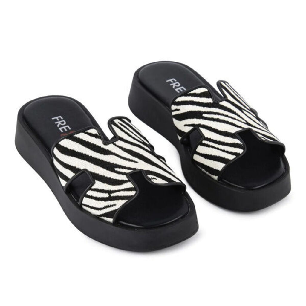 Black and White Zebra Print Platform Slides
