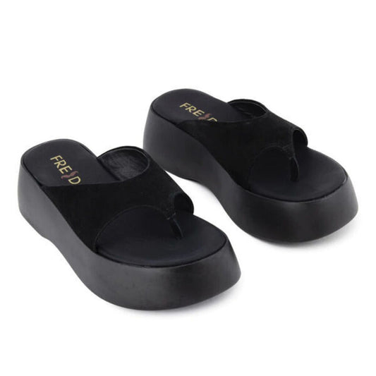 Black Platform Sandals with Thick Sole