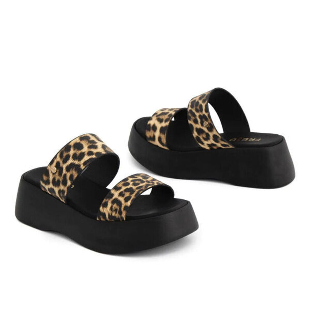 Leopard Print Platform Slide Sandals