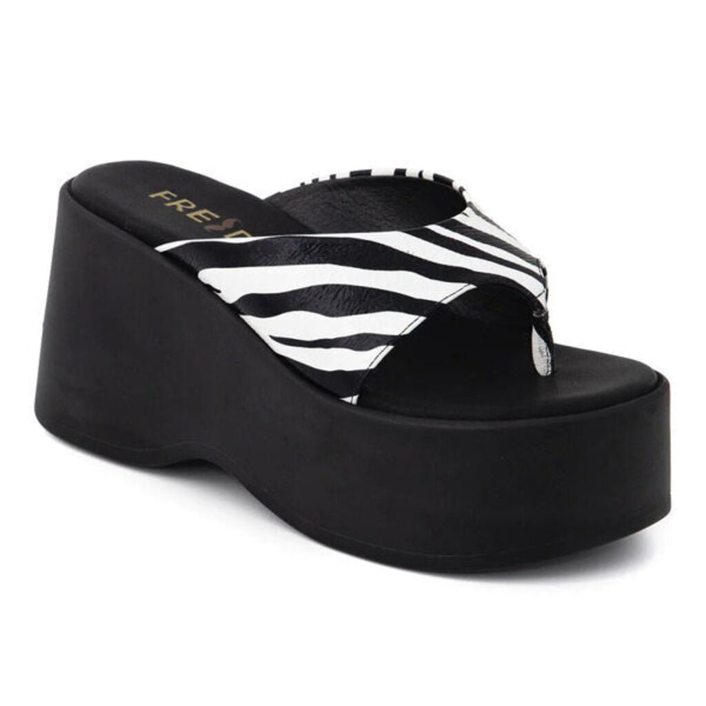 Zebra Print Platform Sandal with Chunky Heel