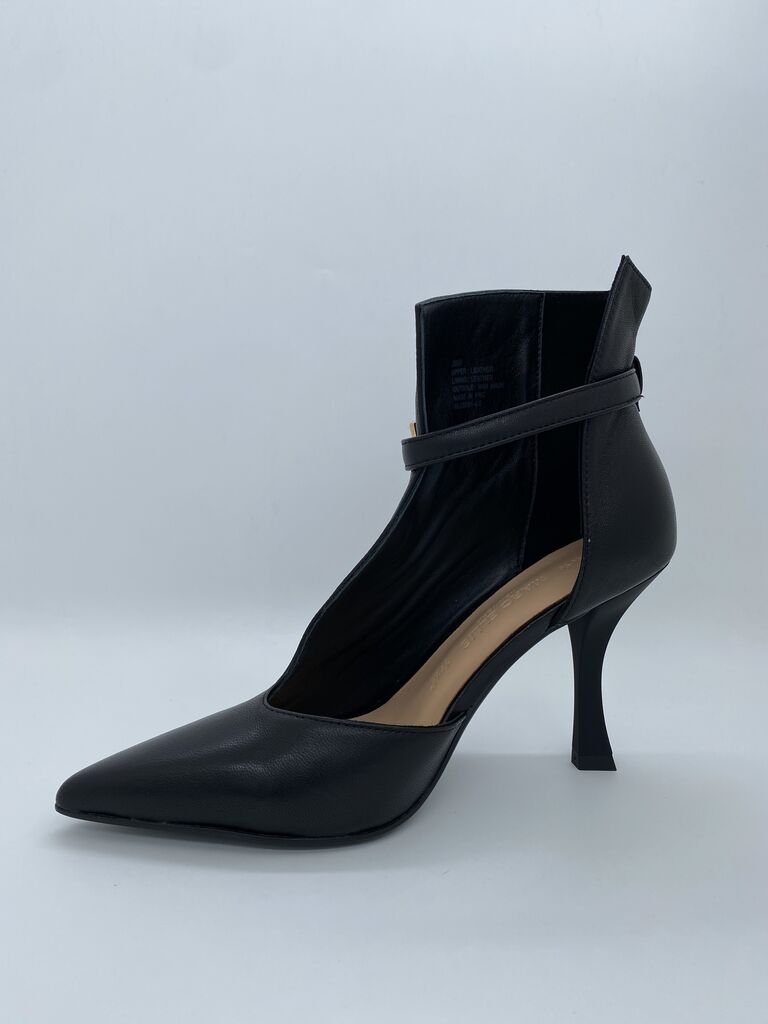 Black Leather Stiletto Heel Ankle Boots
