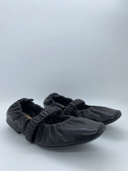 Black Elastic Flats with Gathered Details