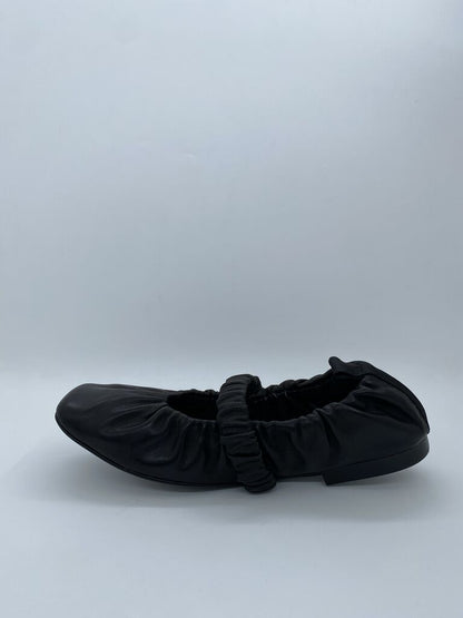 Black Elastic Flats with Gathered Details