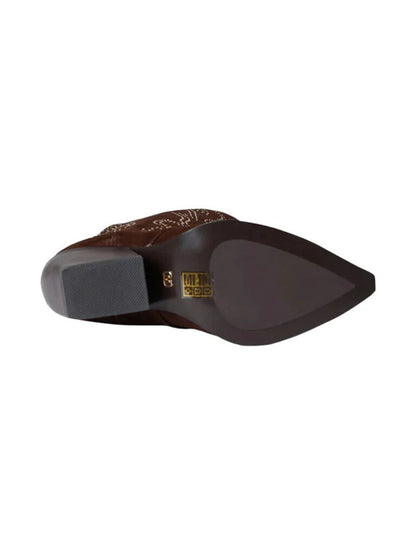 Brown Suede Studded Cowboy Boots