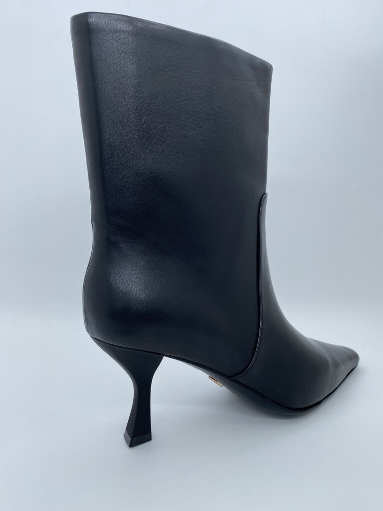 Black Square-Toe Ankle Boots with Mid Heel