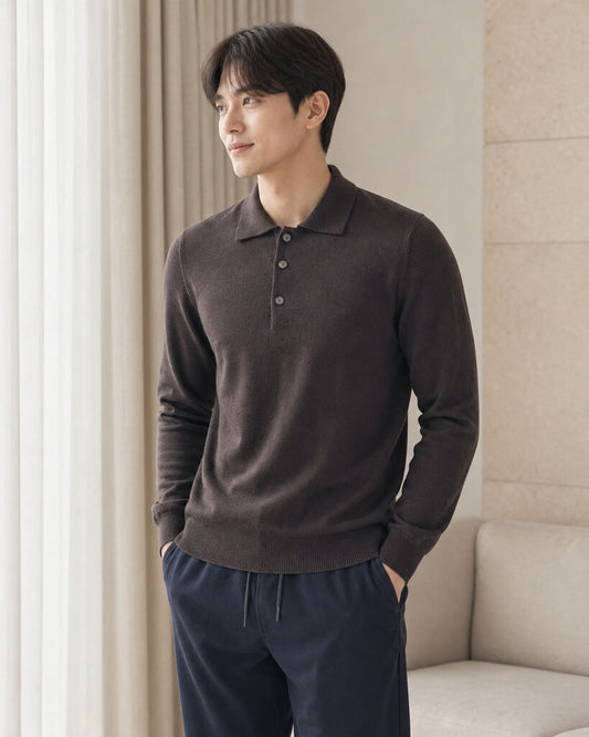 Polo Long Sleeves - MARRONE