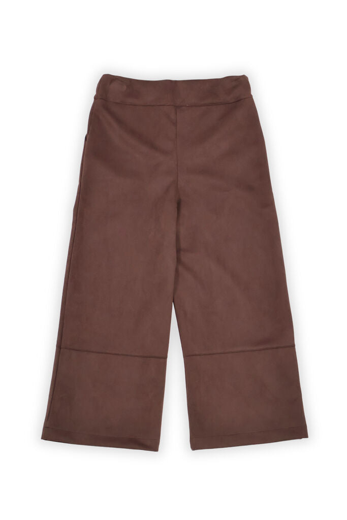 Chocolate Wide-Leg Trousers with Dual Button Details