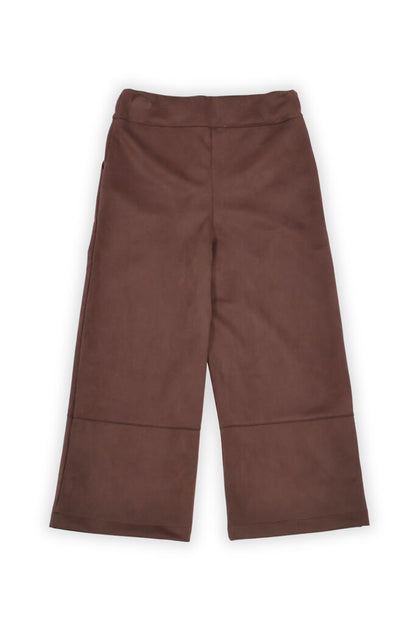 Chocolate Wide-Leg Trousers with Dual Button Details