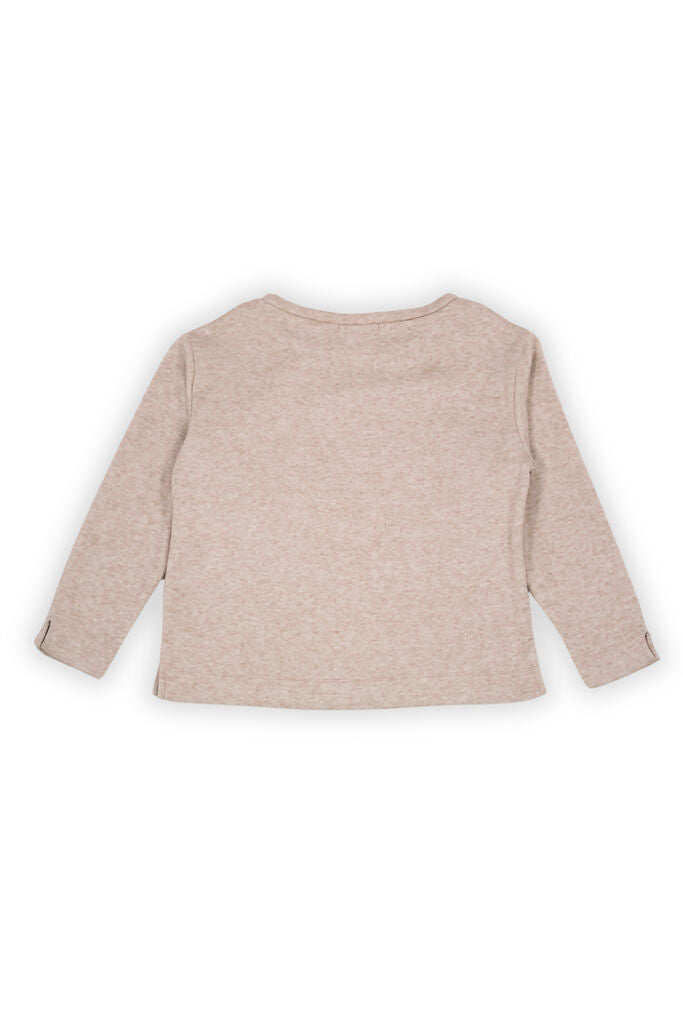 Beige Textured Top with Floral Embroidery