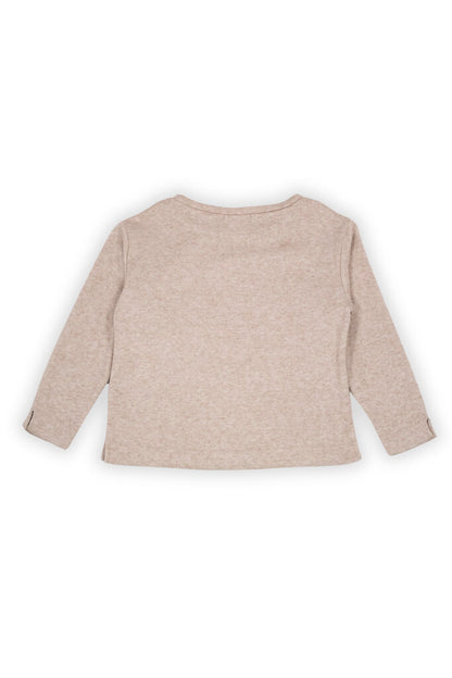 Beige Textured Top with Floral Embroidery