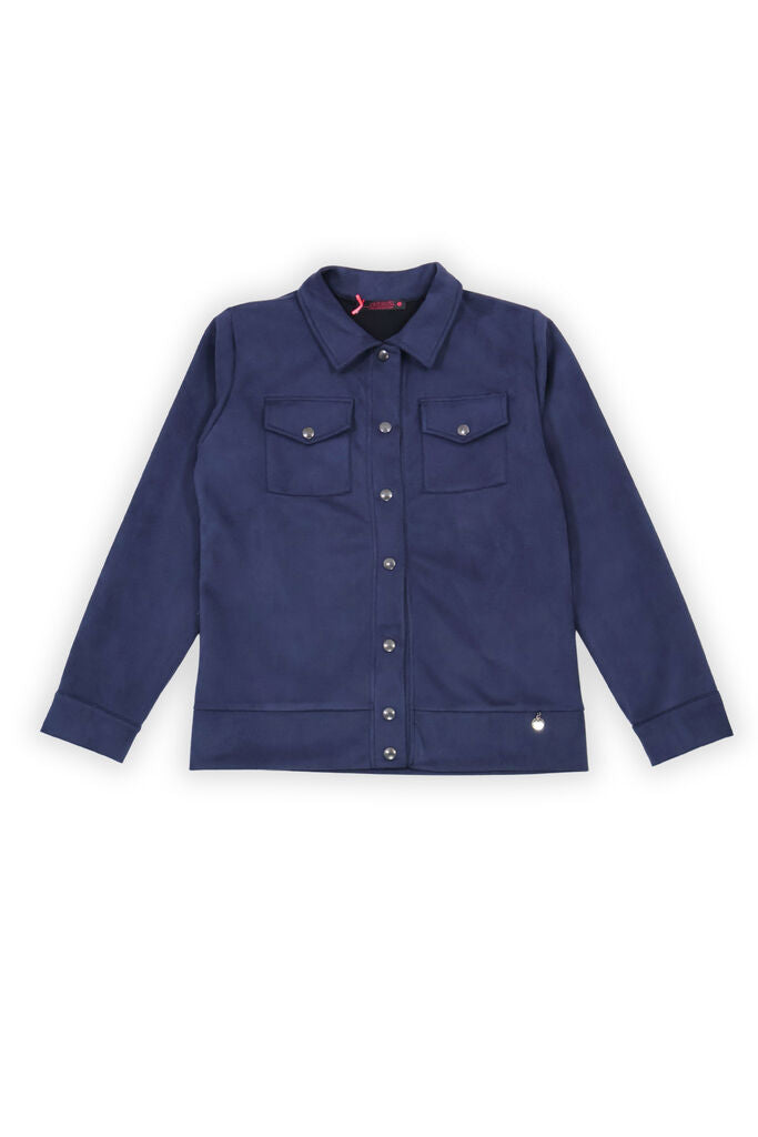 Navy Button-Up Shirt Jacket