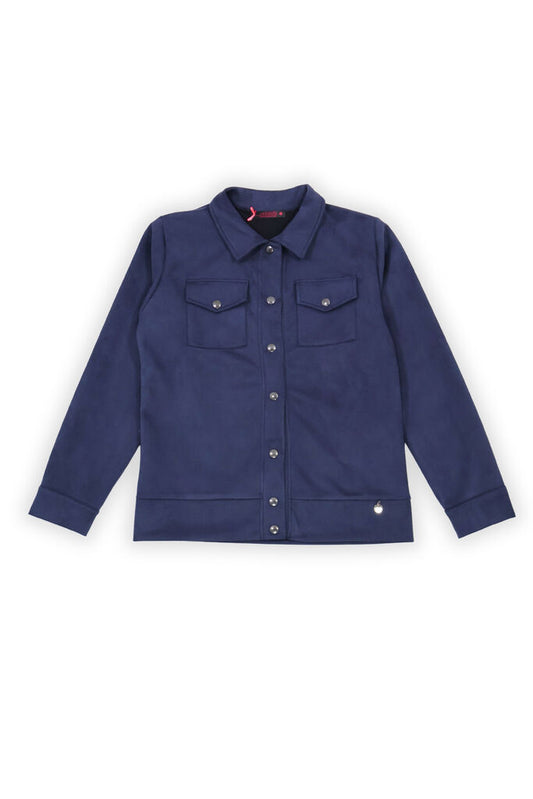 Navy Button-Up Shirt Jacket