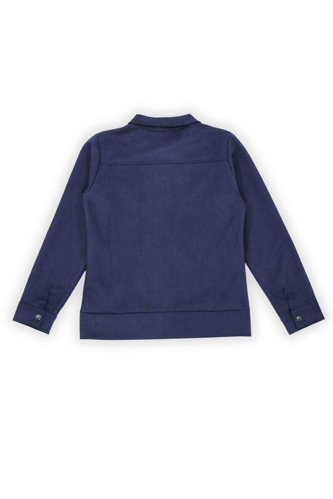 Navy Button-Up Shirt Jacket