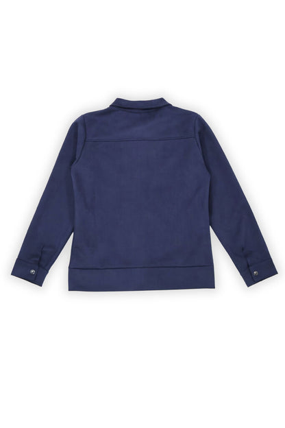 Navy Button-Up Shirt Jacket