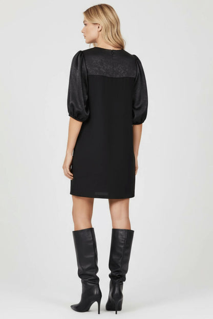 Black Fringe Dress with Voluminous Sleeves