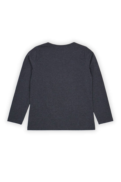 Dark Grey Cotton Long Sleeve Top with Shoe Print