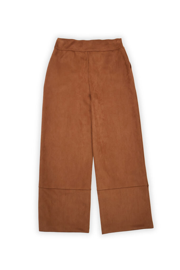 Brown Wide-Leg Trousers with Button Closure