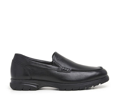 Black Leather Loafer with Slip-On Style