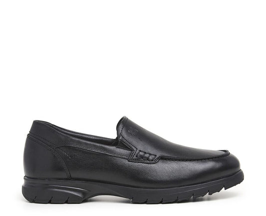 Black Leather Loafer with Slip-On Style