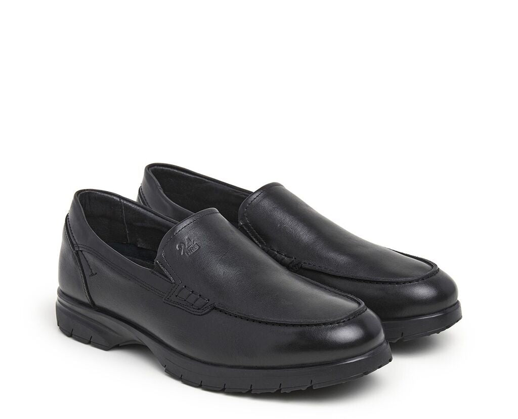 Black Leather Loafer with Slip-On Style