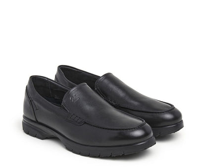 Black Leather Loafer with Slip-On Style