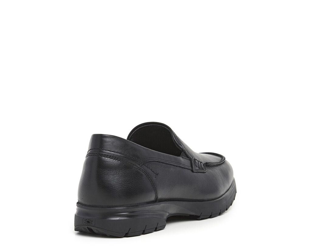 Black Leather Loafer with Slip-On Style