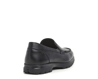 Black Leather Loafer with Slip-On Style
