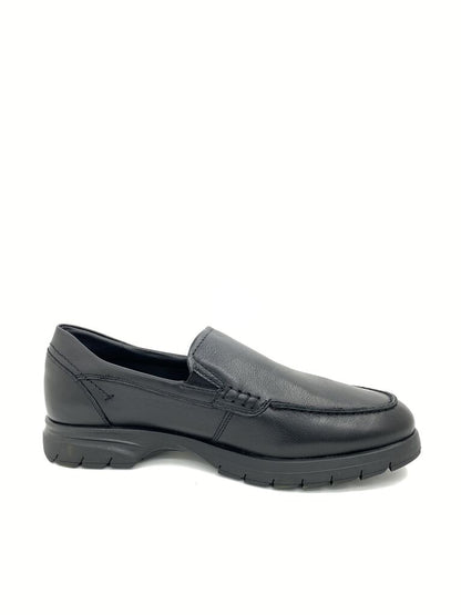Black Leather Loafer with Slip-On Style
