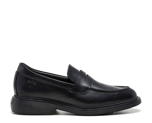 Black Leather Loafers with Cushioned Sole