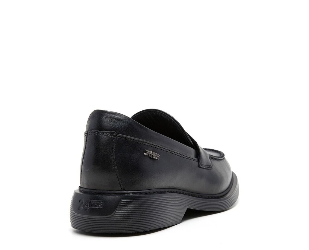 Black Leather Loafers with Cushioned Sole