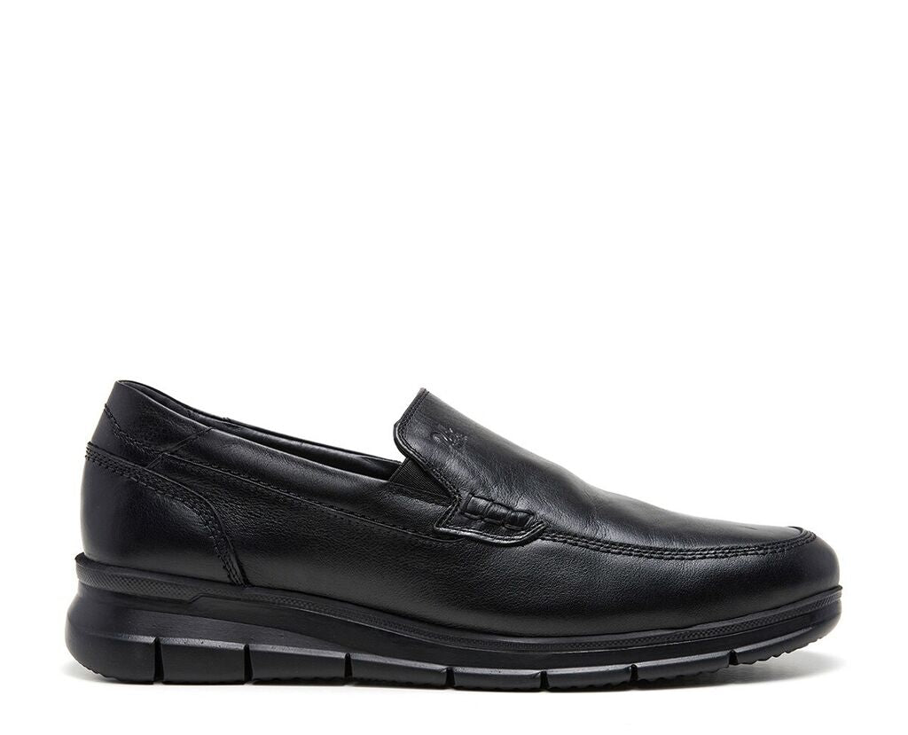 Black Leather Loafer with Cushioned Sole