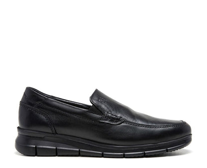 Black Leather Loafer with Cushioned Sole