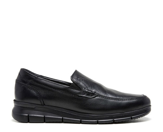 Black Leather Loafer with Cushioned Sole