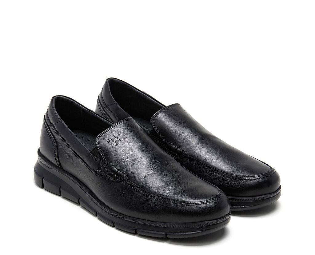 Black Leather Loafer with Cushioned Sole