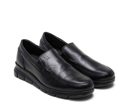 Black Leather Loafer with Cushioned Sole