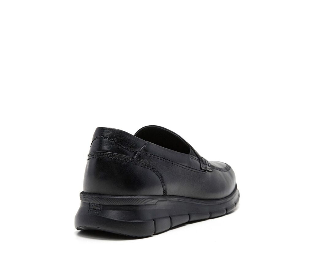 Black Leather Loafer with Cushioned Sole