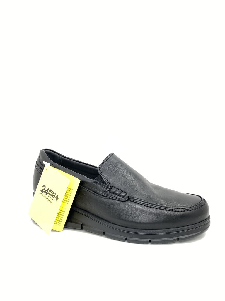 Black Leather Loafer with Cushioned Sole