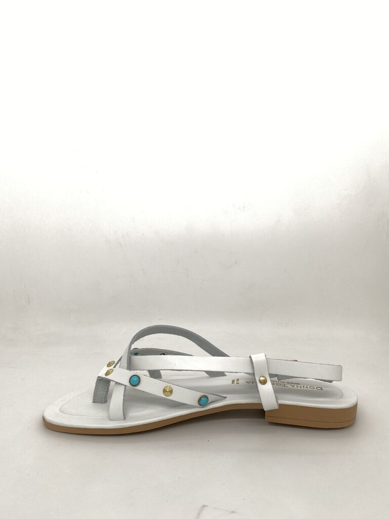 White Strappy Sandals with Turquoise Accents