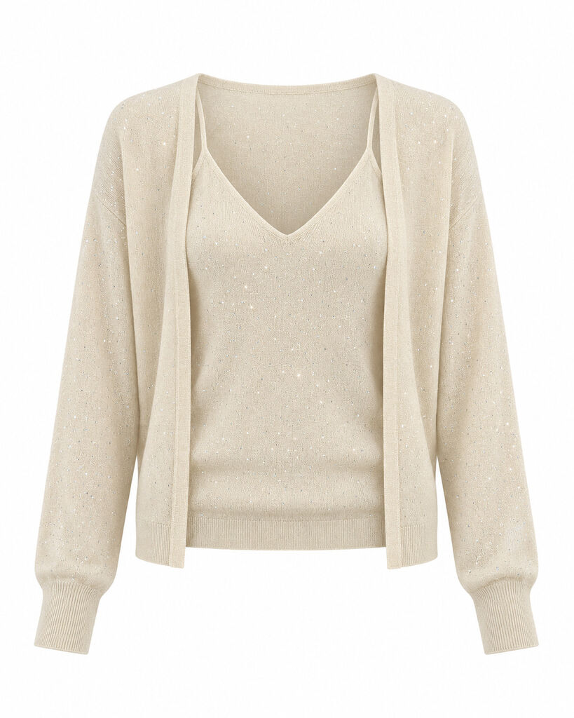 CARDIGAN + TOP - BEIGE