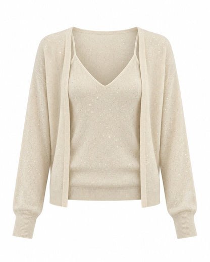 CARDIGAN + TOP - BEIGE