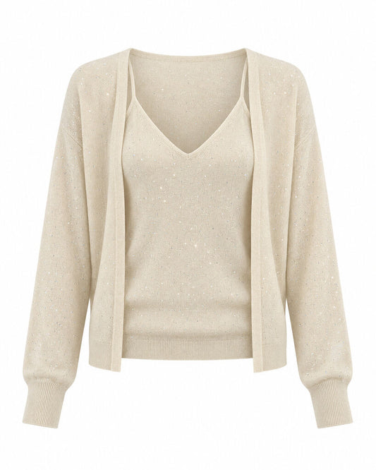 CARDIGAN + TOP - BEIGE