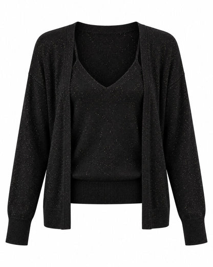 CARDIGAN + TOP - BLACK