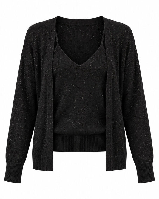 CARDIGAN + TOP - BLACK
